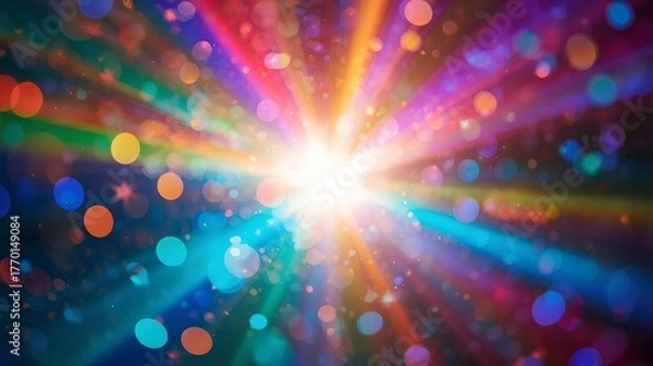 Fototapeta 背景素材 光のバースト レインボーカラー Background Rainbow color light burst （Generative AI）   