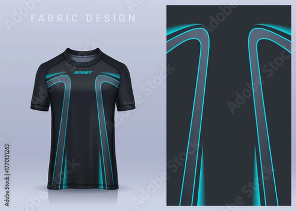 Obraz Fabric textile design for Sport t-shirt, Soccer jersey mockup for football club. uniform front view.	