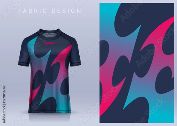 Obraz Fabric textile design for Sport t-shirt, Soccer jersey mockup for football club. uniform front view.	