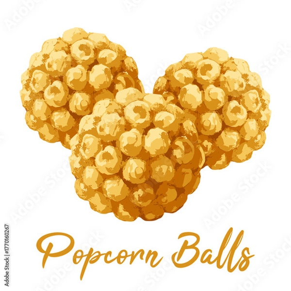 Obraz popcorn balls in watercolor illustration style, isolated vector on transparent background