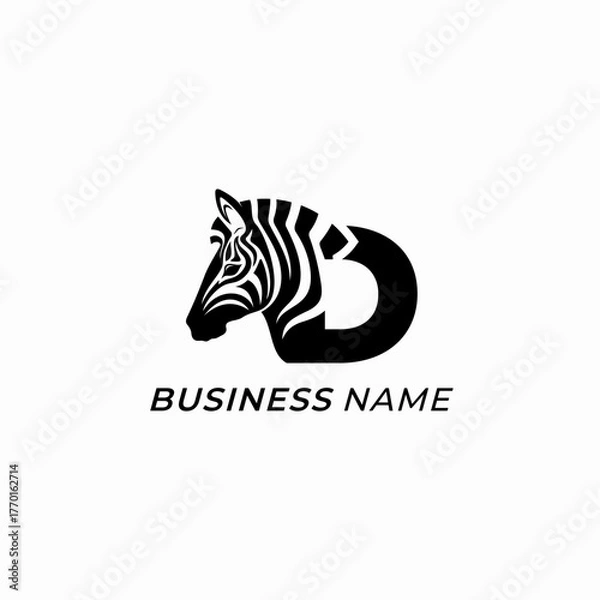 Obraz design logo creative letter D and zebra