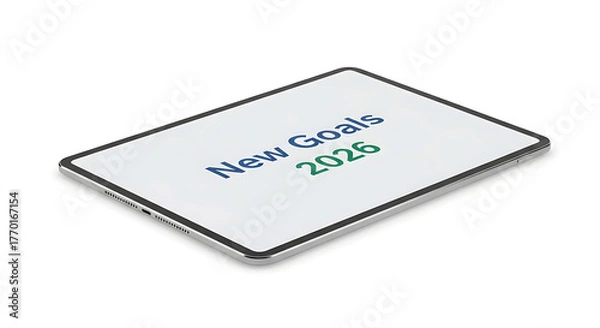 Obraz Concept of future planning and setting objectives for the year 2026, displayed on a modern digital tablet screen isolated on white
