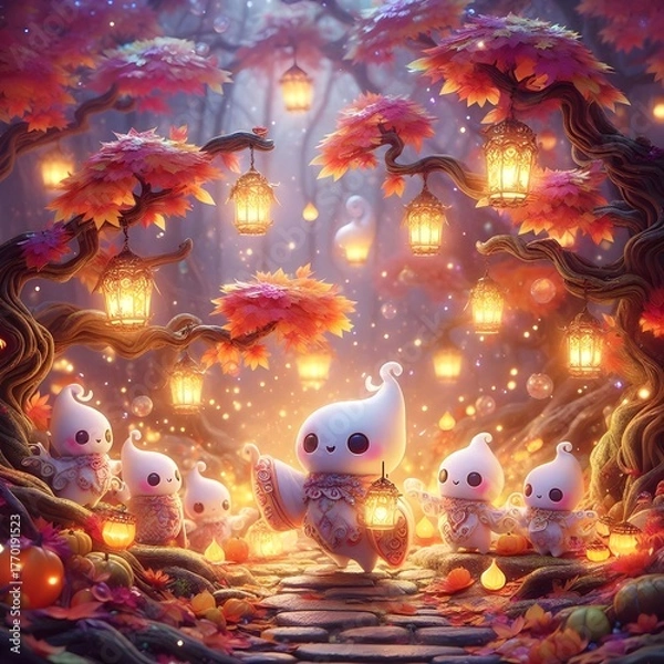 Fototapeta Ghost Lantern Spirits of Autumn Night