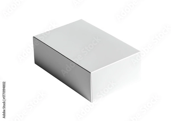 Fototapeta A grey, rectangular prism floats against a black background, subtly lit to appear 3D