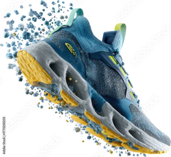 Obraz Sneaker splashing water dynamic motion isolated on transparent background