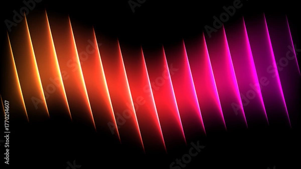 Obraz 黒背景とカラフルな蛇腹状の光