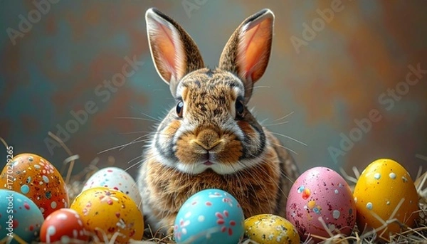 Fototapeta Easter bunny and ester eggs