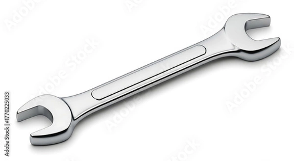 Obraz Shiny Chrome Wrench Close-up of a Professional Tool for Mechanics and DIY Projects