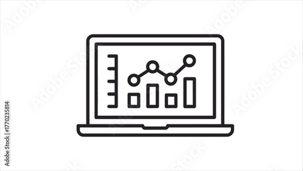 Obraz Modern laptop icon representing data analytics business intelligence and digital technology