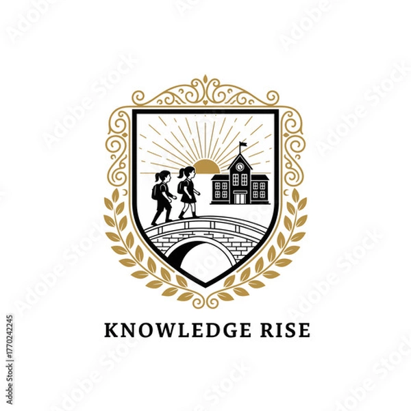 Fototapeta Academic Knowledge School Crest Logo