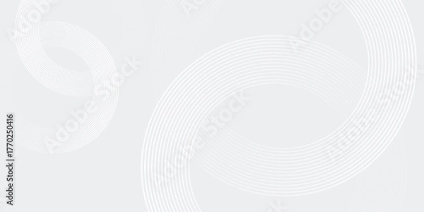 Fototapeta Abstract white glowing geometric lines on gray background. Modern shiny blue circle lines pattern. Futuristic technology concept. Suit for cover, poster, banner, brochure, header, vector modern