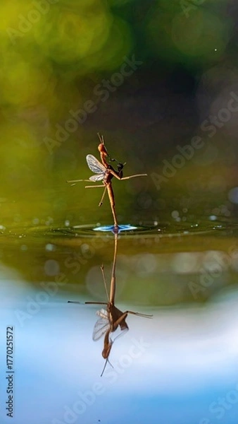 Obraz Insect on Water Surface Reflection