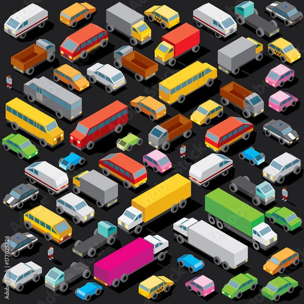 Obraz Isometric Cars Parking. Vector Image