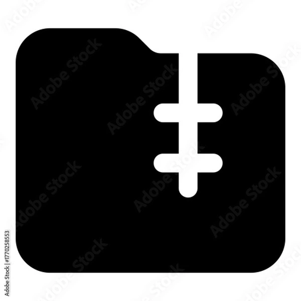 Obraz Zip Folder Glyph Icon Vector, Solid Folder and Document Symbol for File Management and Office Organization Concept