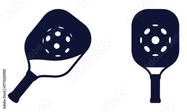 Fototapeta Pickleball paddles and ball icons set for sports and recreation graphics design