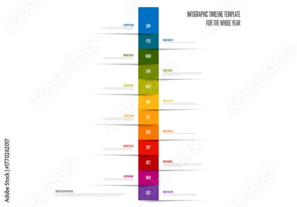 Fototapeta Infographic Timeline Template for the Whole Year - Modern Design