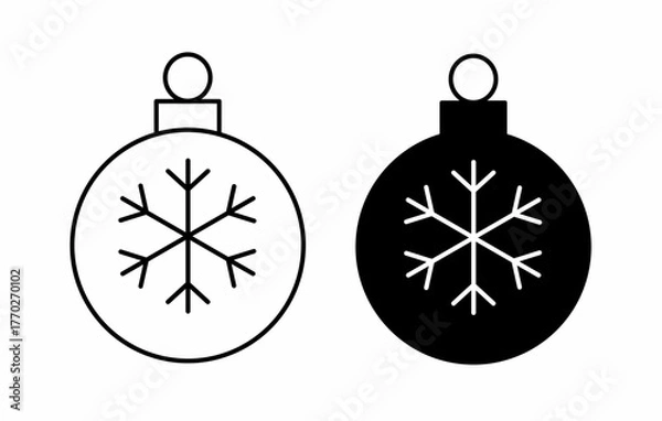 Obraz Christmas ball icon isolated on white background