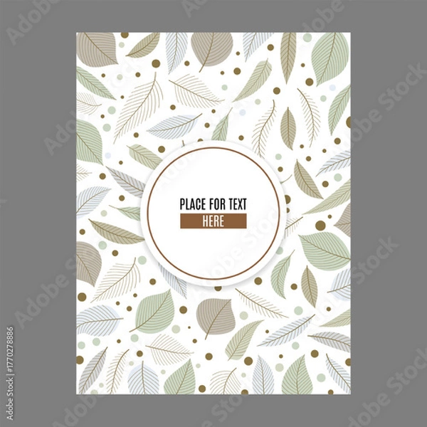 Fototapeta Card invitations with leaves and grass, nature background. Romantic background