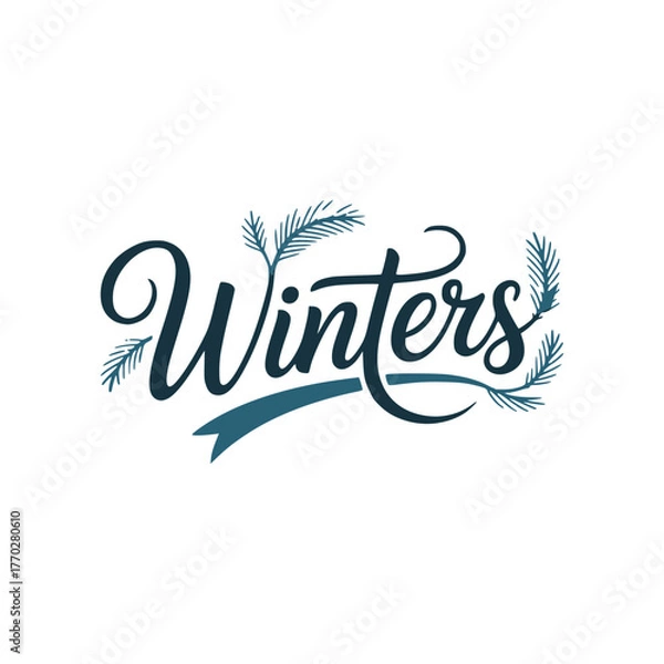 Fototapeta Winter lettering with Christmas tree logo