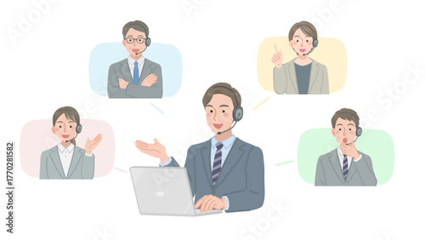 Obraz オンライン会議中のビジネスチーム