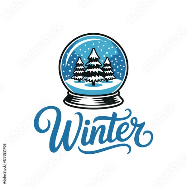 Fototapeta Winter lettering with Christmas tree logo