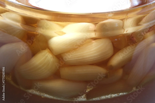 Obraz ガラス瓶につけたラッキョ