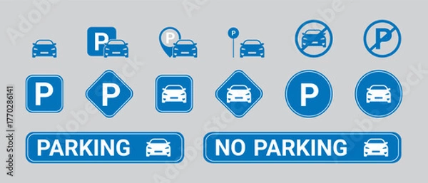 Obraz Abstract Aerial Parking & Automobile Vector Icons