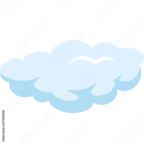 Fototapeta Fluffy White Cartoon Cloud Illustration with Soft Blue Hues on Transparent Background Ideal for Graphic Design and Digital Art Projects