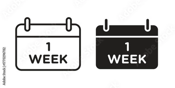 Fototapeta Calendar week icon in doodle and stroke style.