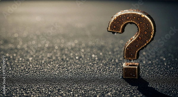 Fototapeta Bronze Question Mark, Misty Mood