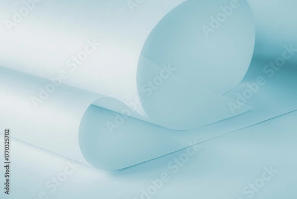 Fototapeta Long sheets of paper from a roll of blue tone. Soft pastel image. Can be used as a background.