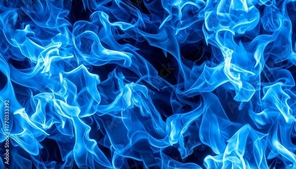 Fototapeta 青い炎. Blue Flames. AI generated.