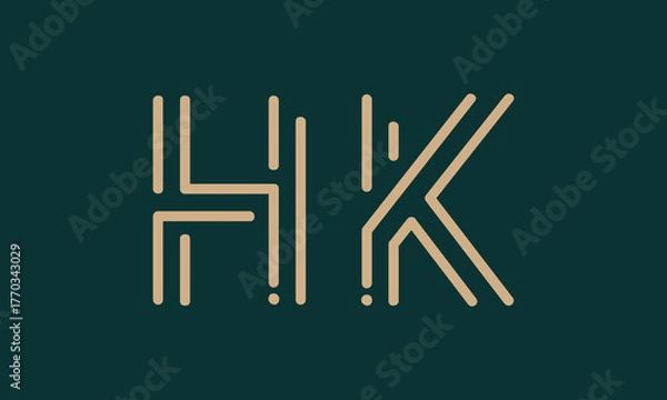 Fototapeta HK H hk initial logo | initial based abstract modern minimal creative logo, vector template image. luxury logotype logo, real estate homie logo. typography logo. initials logo