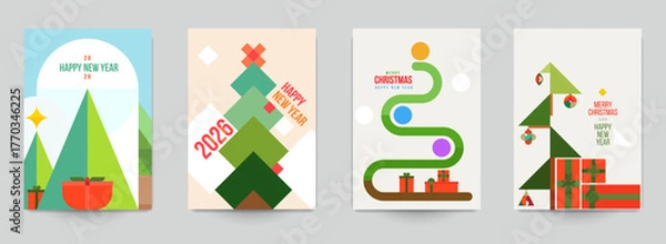 Obraz Set art background for covers, invitations, posters, banners, flyers, placards. Minimal template design for branding, advertising for christmas or new year holiday. Vector illustration.