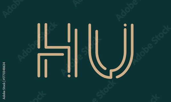Fototapeta HU H hu initial logo | initial based abstract modern minimal creative logo, vector template image. luxury logotype logo, real estate homie logo. typography logo. initials logo