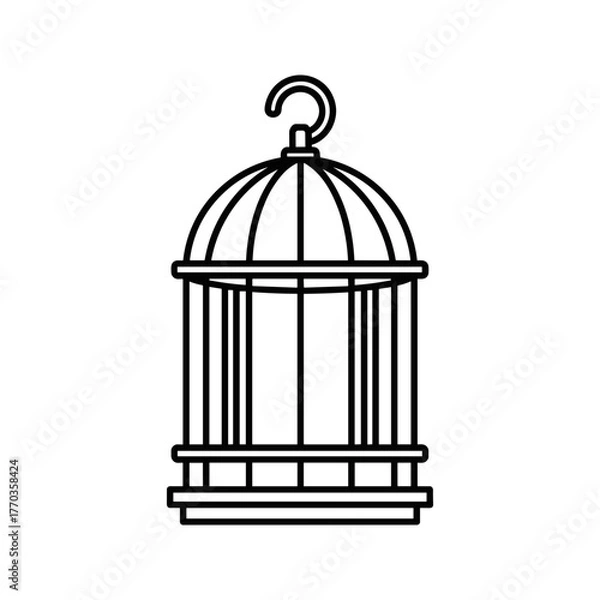 Fototapeta Simple birdcage line art icon vector graphic illustration 