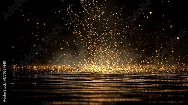 Obraz 金色に輝く光の中で黄金色のキラキラした光