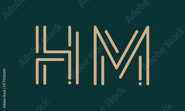 Fototapeta HM H hm initial logo | initial based abstract modern minimal creative logo, vector template image. luxury logotype logo, real estate homie logo. typography logo. initials logo