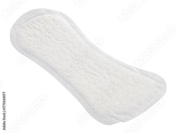 Fototapeta Menstrual pad isolated on a transparent background. Completely in focus. PNG.