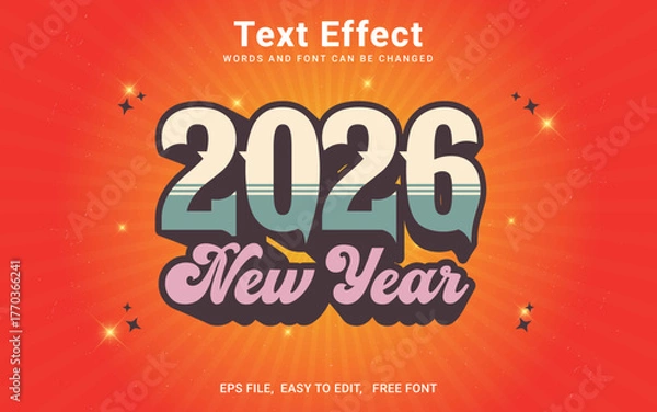 Obraz Editable 2026 Happy New Year text effect in Illustrator
