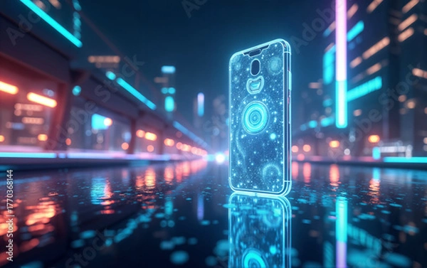Obraz Holographic Smartphone with Digital Interface
