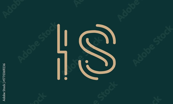 Fototapeta IS I is initial logo | initial based abstract modern minimal creative logo, vector template image. luxury logotype logo, real estate homie logo. typography logo. initials logo