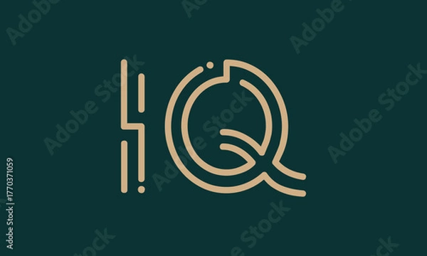 Fototapeta IQ I iq initial logo | initial based abstract modern minimal creative logo, vector template image. luxury logotype logo, real estate homie logo. typography logo. initials logo