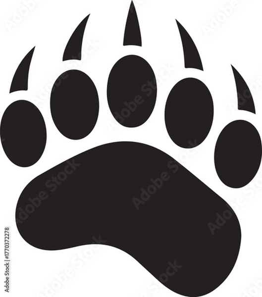 Fototapeta A bold black bear paw print, ideal for representing the wilderness