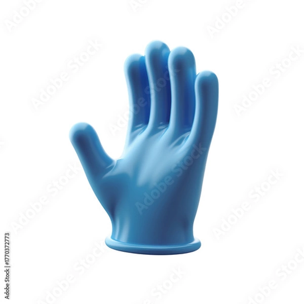Obraz 3d icon of blue rubber glove isolated on transparent background for medical examination