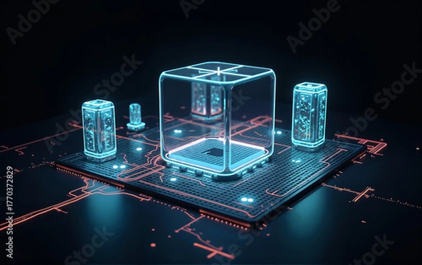 Obraz Futuristic Cube Energy Generator
