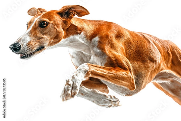 Fototapeta Azawakh dog running on a white background