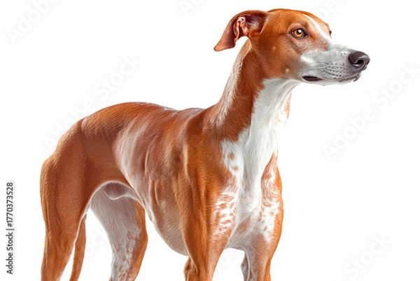 Fototapeta Azawakh seen in profile on a white background