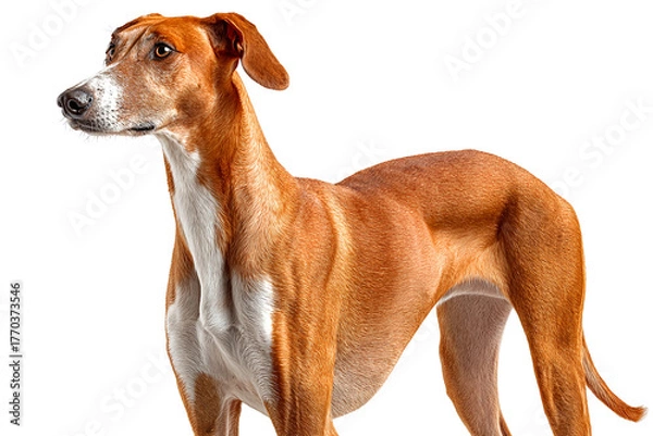 Fototapeta Azawakh seen in profile on a white background