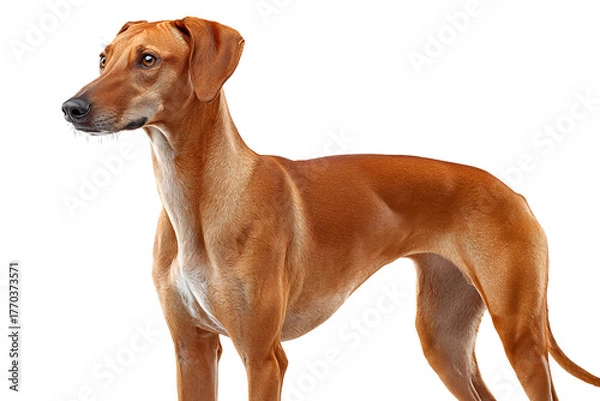 Fototapeta Azawakh seen in profile on a white background